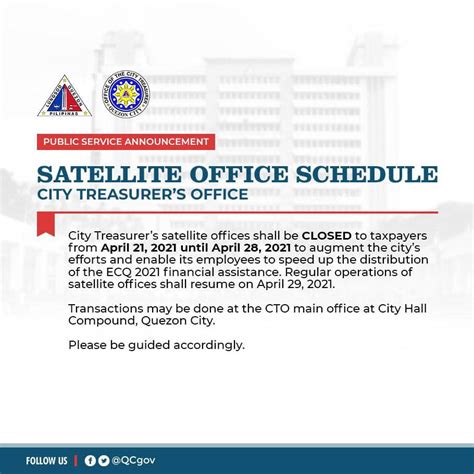 [CITY TREASURER’S SATELLITE .